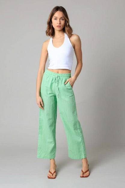 Happening Now Spring Green Linen Pants