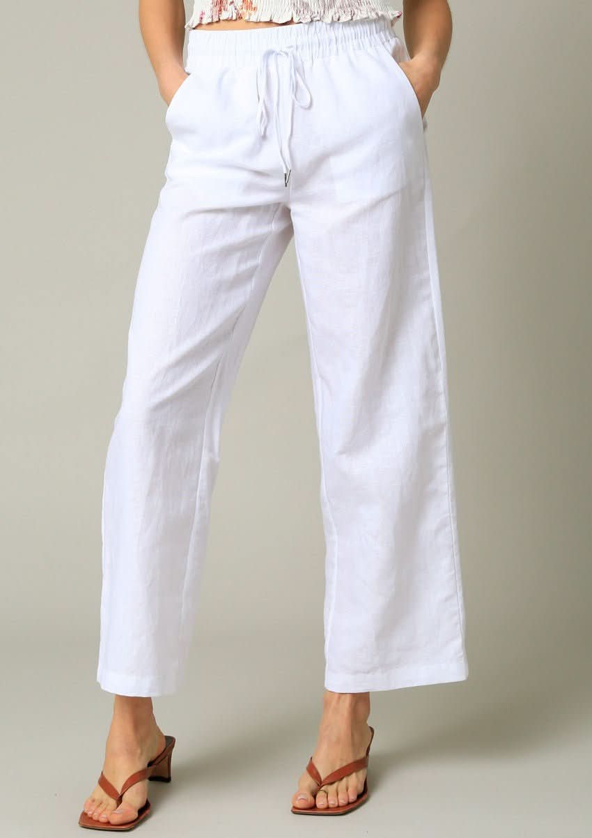 Happening Now White Linen Pants