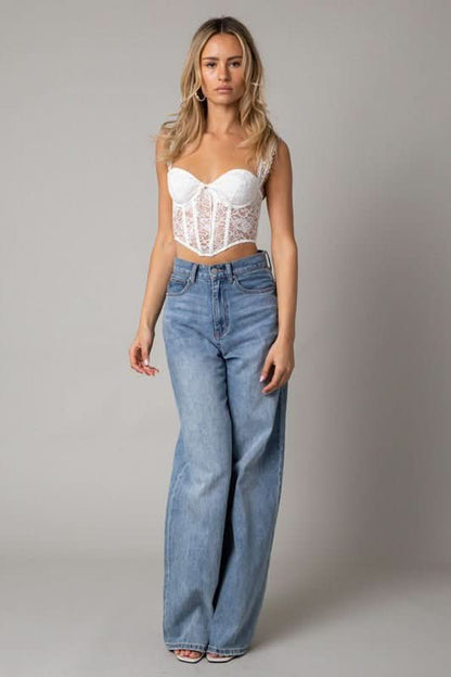 Eve White Lace Bustier Corset Crop Top