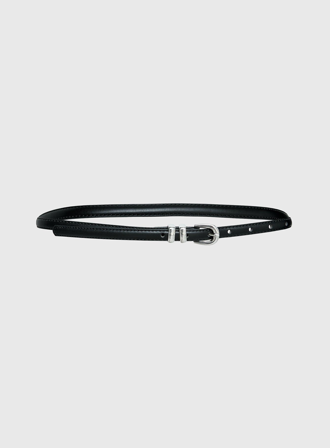 Antilles Faux Leather Micro Belt Black / Silver