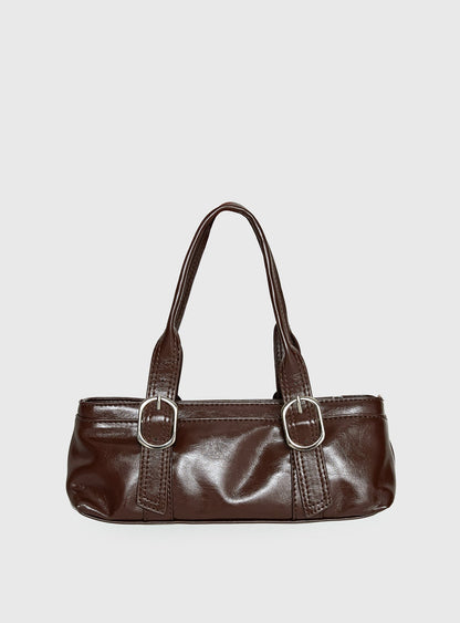 Aperture Faux Leather Shoulder Bag Brown