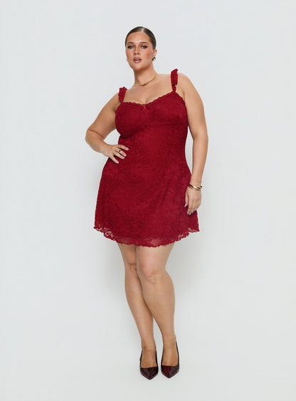 Beacall Mini Dress Red Curve