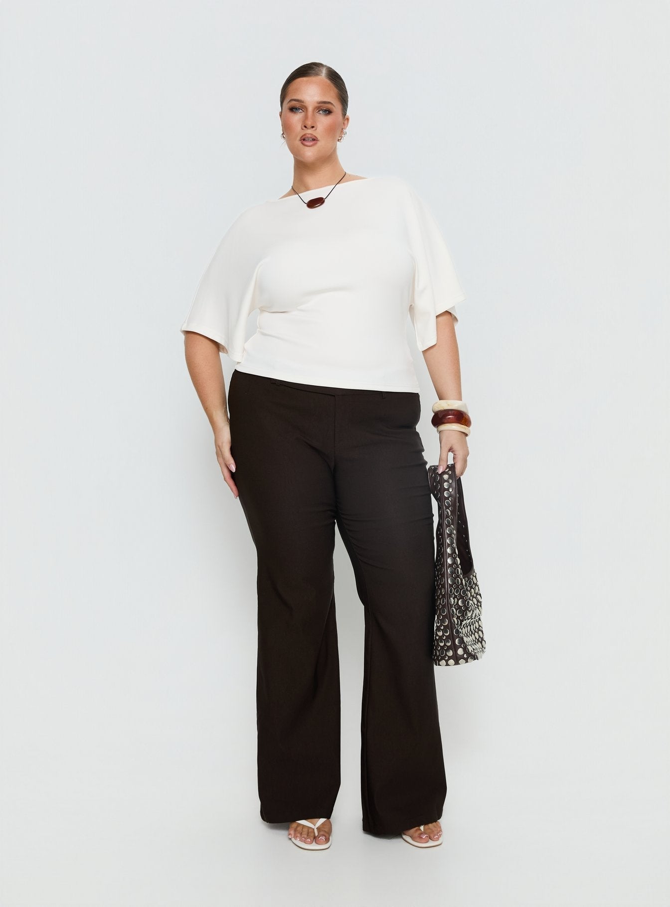 Arazia Cinched Short Sleeve Top White Curve