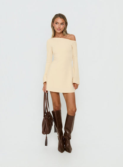 Adrietta Long Sleeve Off Shoulder Mini Dress Butter