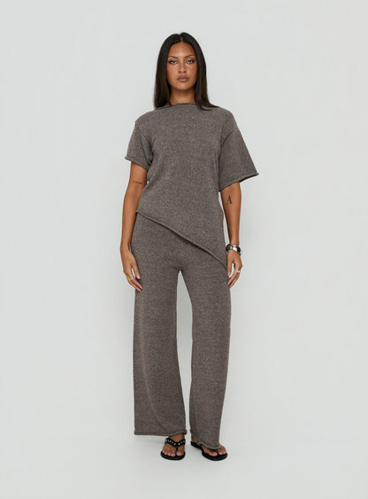 Calisse Knit Wide Leg Pants Mocha