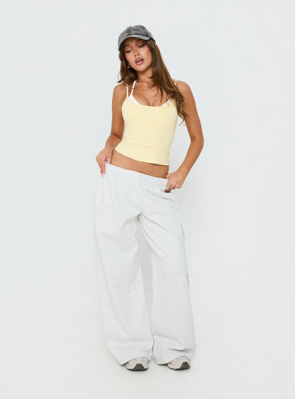 Ascend Layered Halter Tank Top Yellow / White