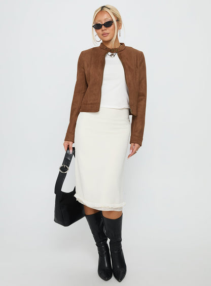 Addisyn Faux Suede Slim Jacket Brown