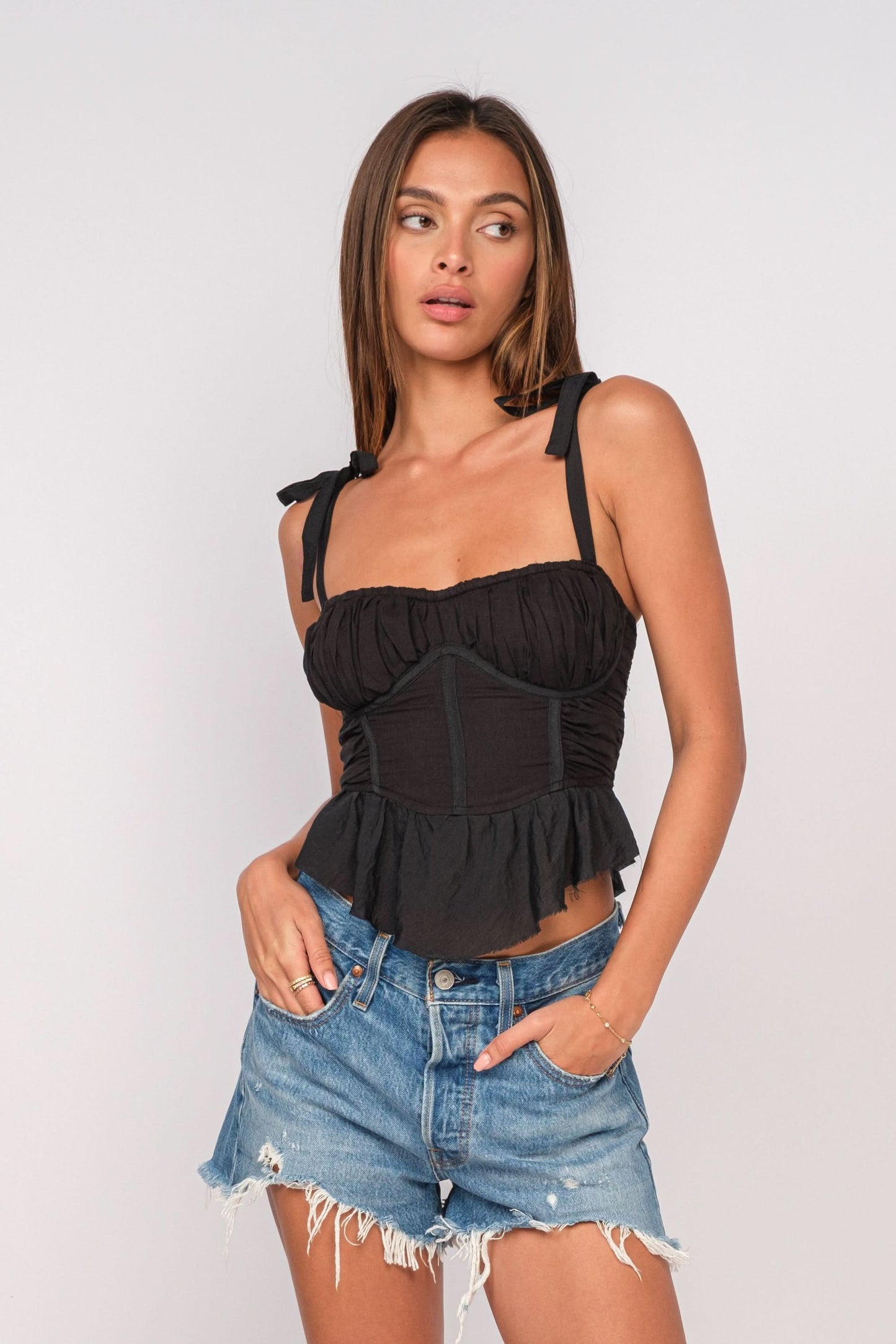 Elyse Black Peplum Top