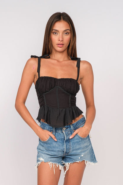 Elyse Black Peplum Top