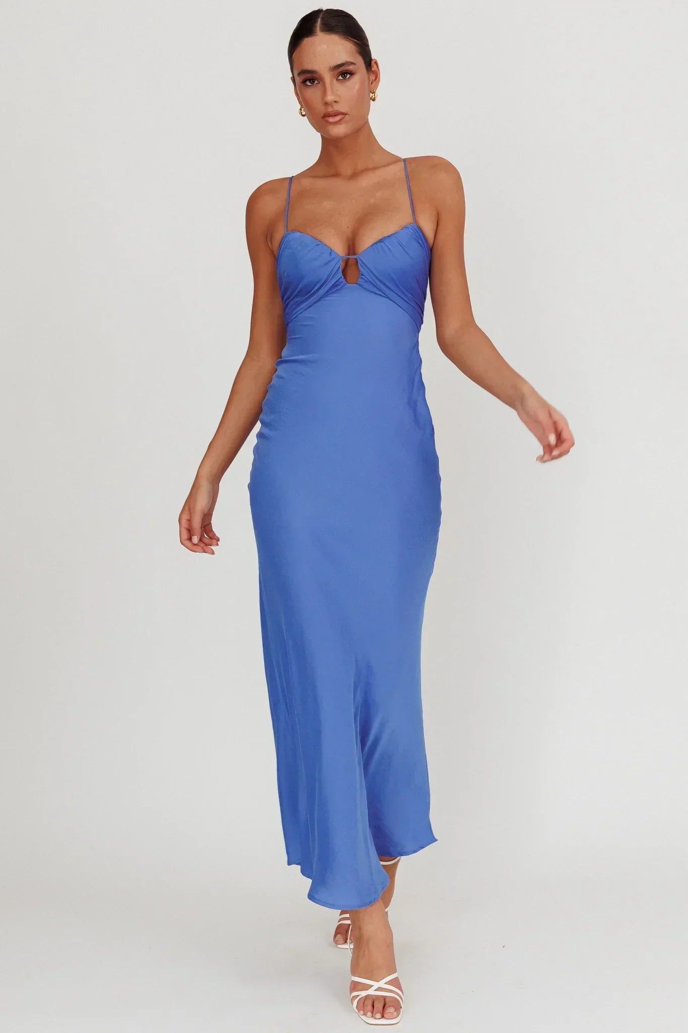 In A Daze Gathered Bust Maxi Dress Blue