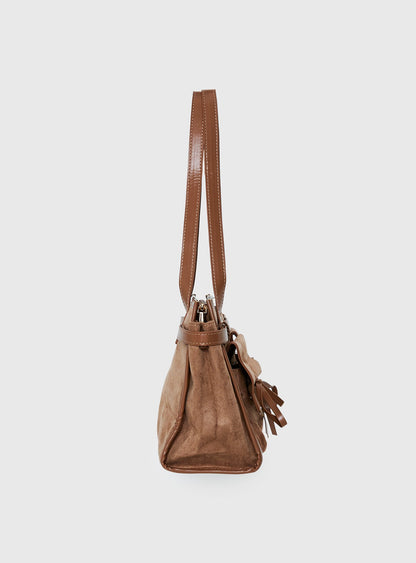 Beaming Bow Detail Shoulder Bag Tan