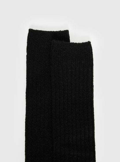 Boderline High Knee Ribbed Socks Black