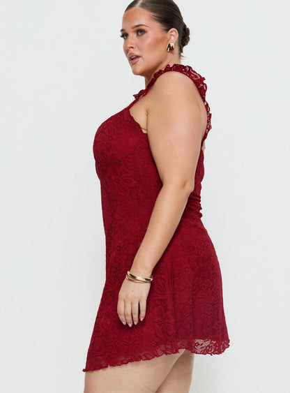 Beacall Mini Dress Red Curve