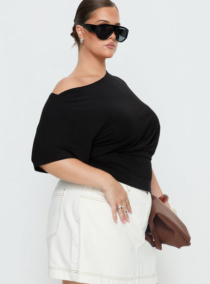 Ashlinn Off Shoulder Drapey Top Black Curve