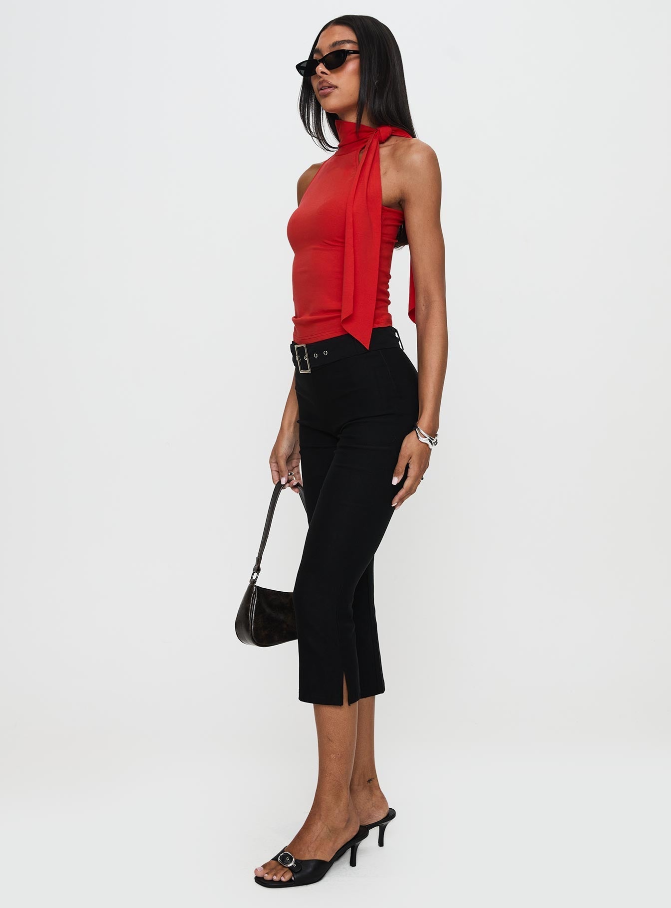 Can I Kick It Flared Capri Pants Black