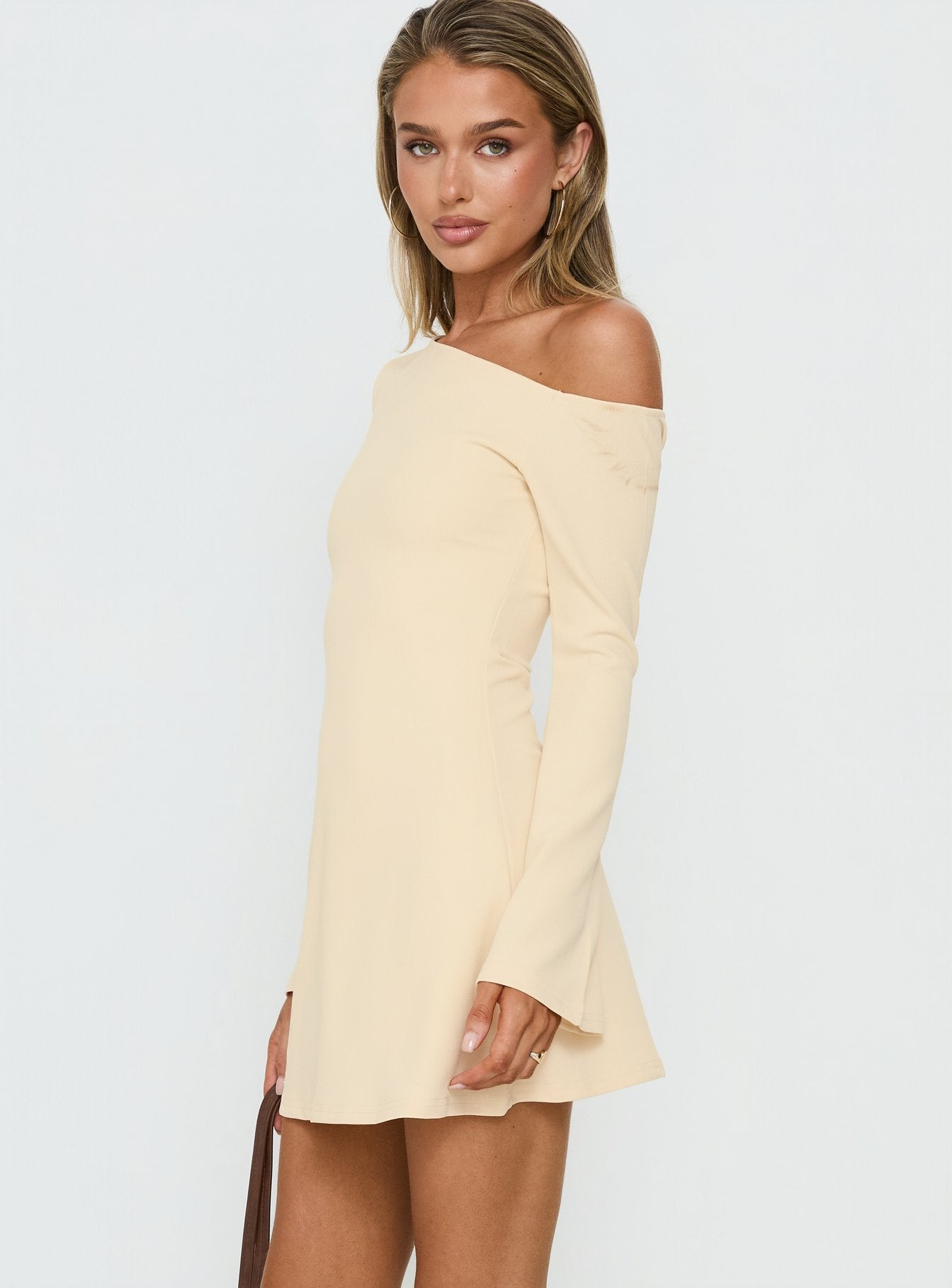 Adrietta Long Sleeve Off Shoulder Mini Dress Butter
