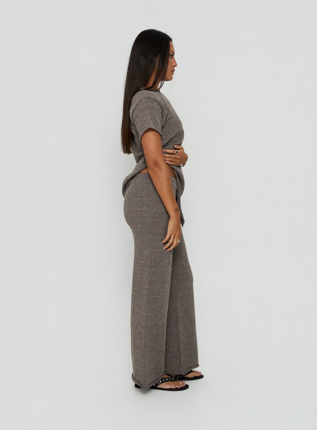 Calisse Knit Wide Leg Pants Mocha