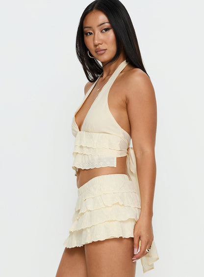 Briney Frill Halter Top Yellow