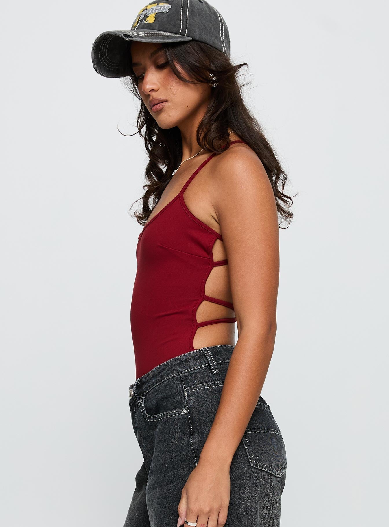 All Tied Up Bodysuit Burgundy