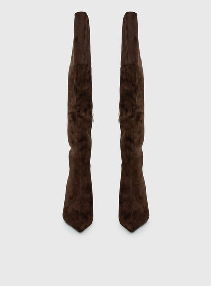 Billini Zamari Faux Suede Knee High Boots Cocoa