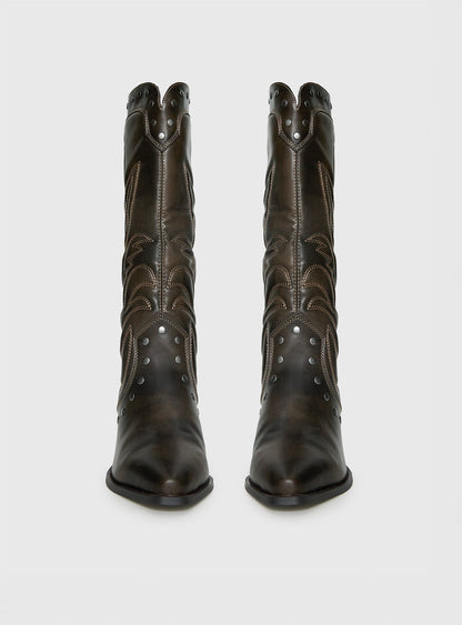 Billini Damica Cowboy Boots Washed Brown