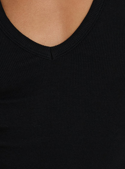 Baseline V Neck Rib Tank Top Black