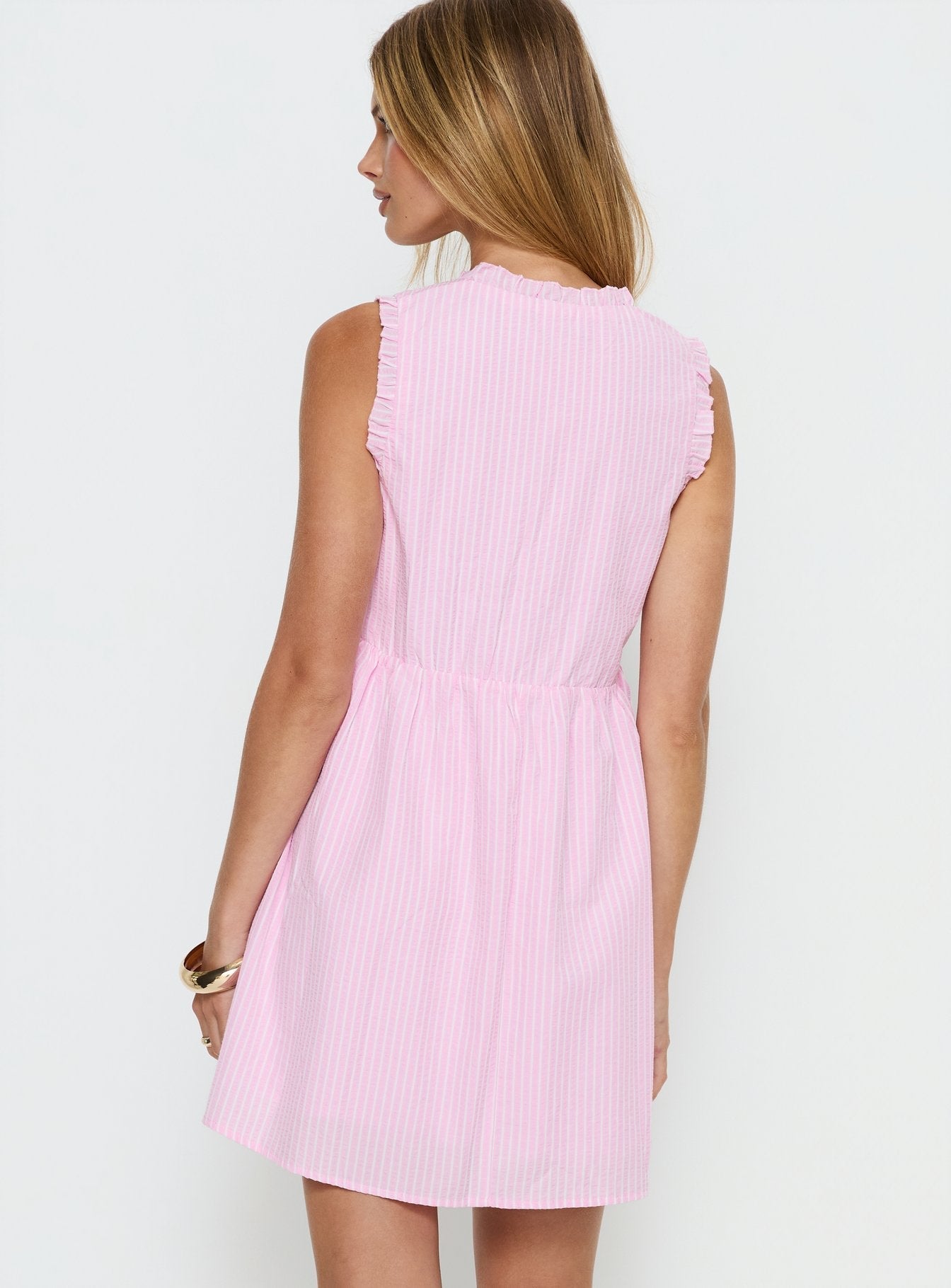 Akacia Babydoll Mini Dress Pink Stripe