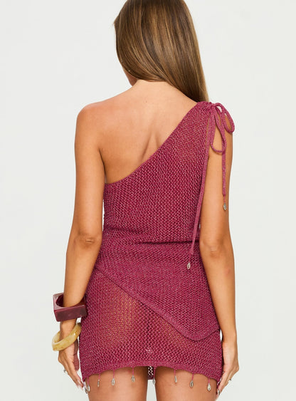 Carli One Shoulder Knit Top Pink