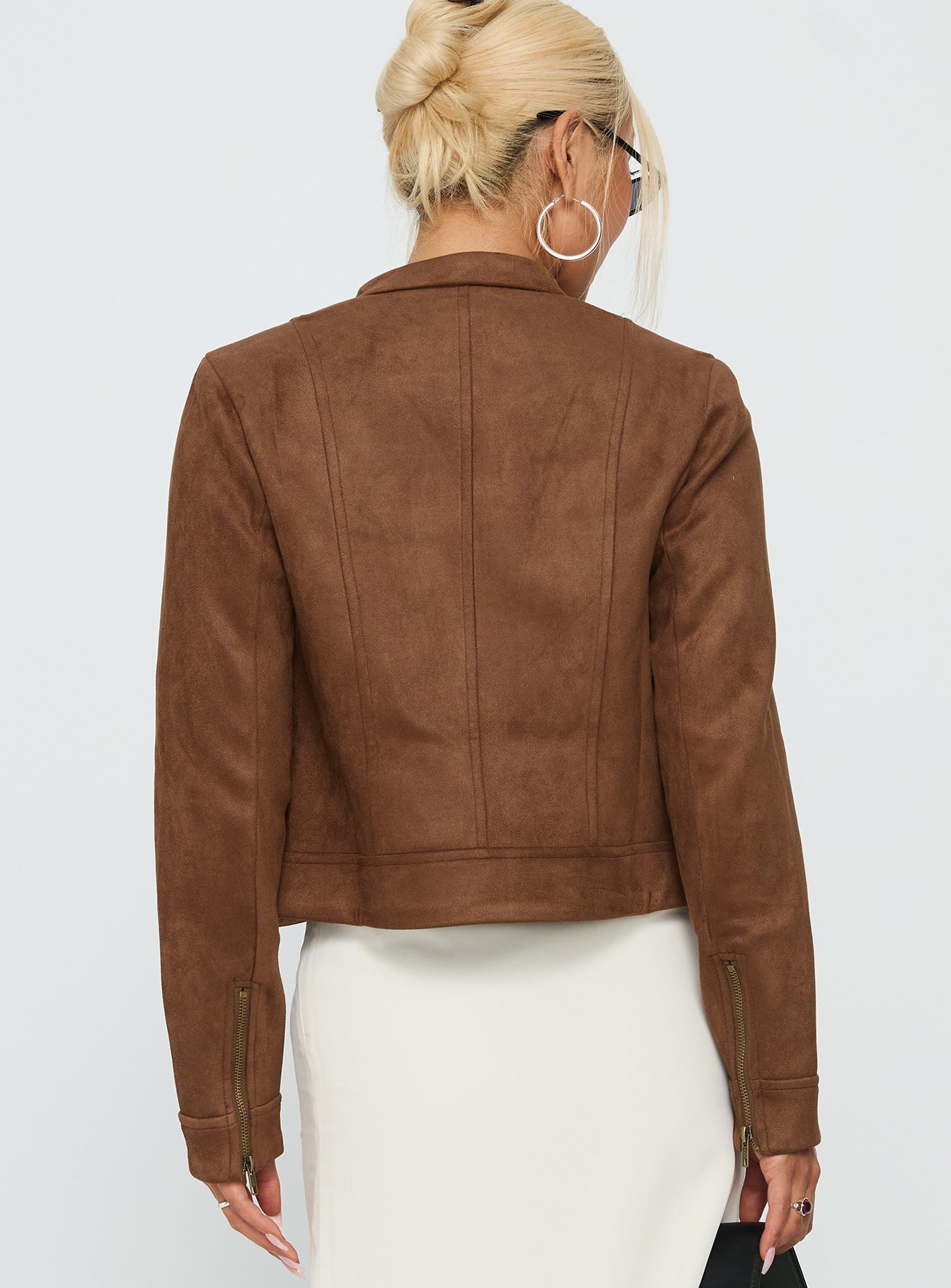 Addisyn Faux Suede Slim Jacket Brown