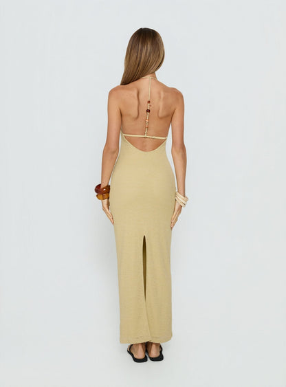 Be The One Beaded Low Back Maxi Dress Sage Green