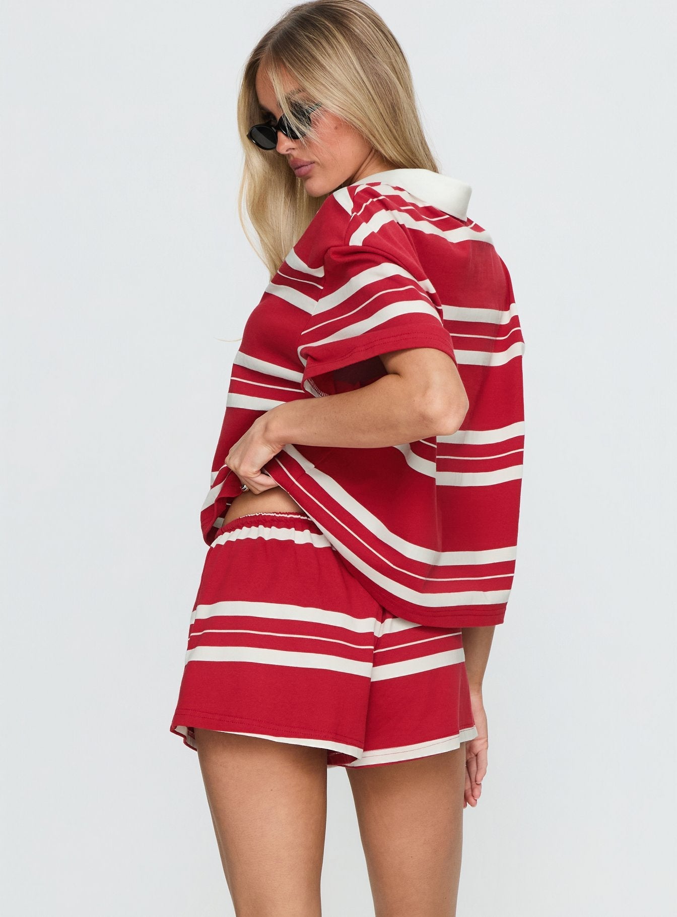 Aaren Drawstring Shorts Red Stripe