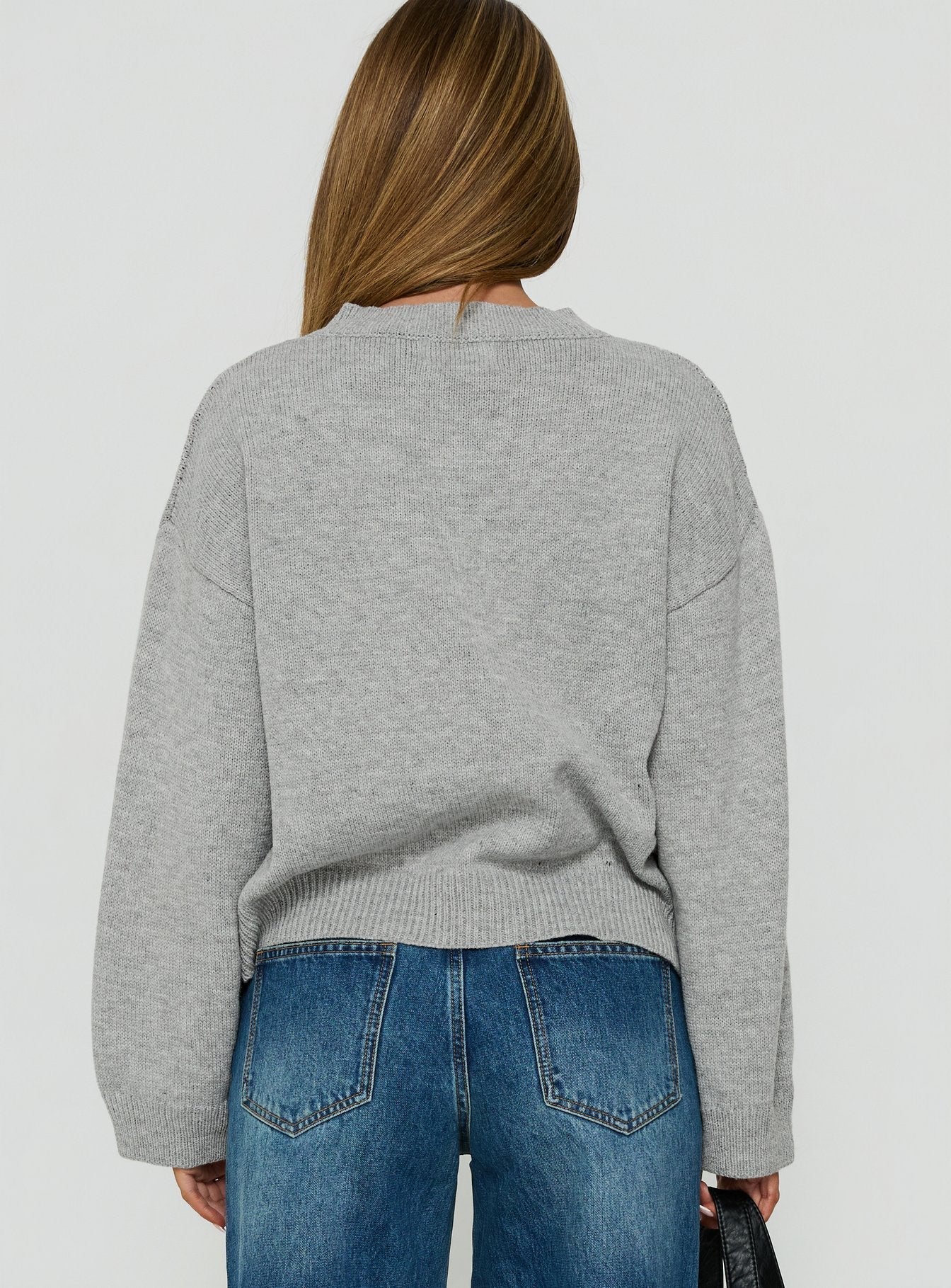 Alaskie V Neck Jumper Grey Argyle