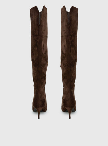 Billini Zamari Faux Suede Knee High Boots Cocoa