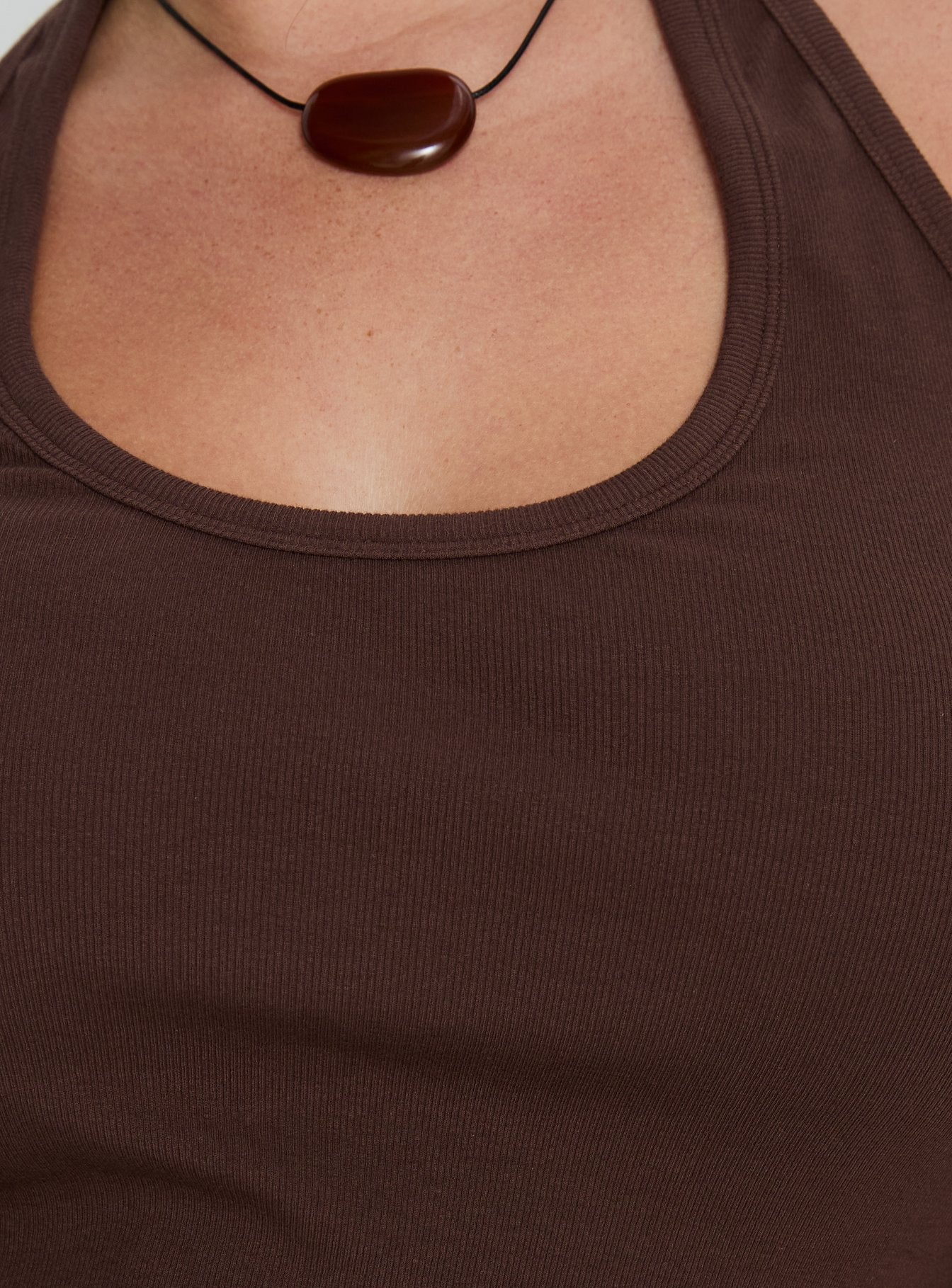 Baseline Scoop Halter Rib Tank Brown Curve