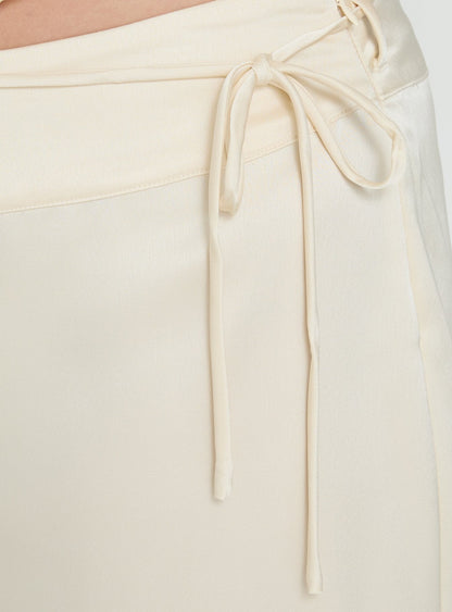 Aubrette Satin Tie Pants Cream Curve