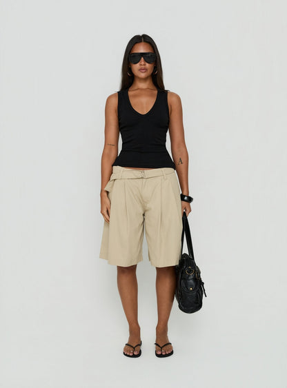 Baseline V Neck Rib Tank Top Black