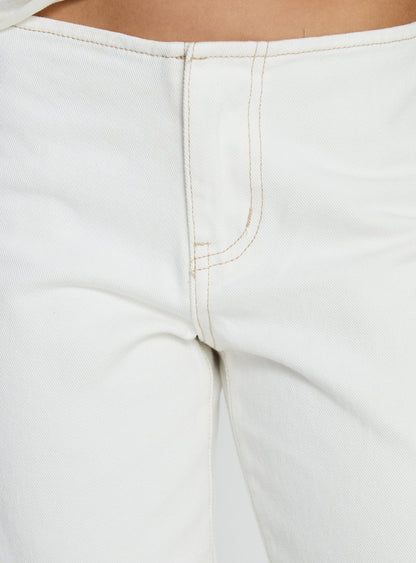 Buenos No Waist Low Rise Straight Leg Jeans White