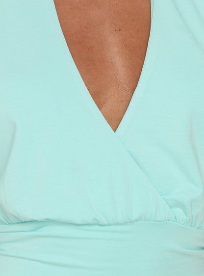 Arabele Halter Wrap Top Turquoise