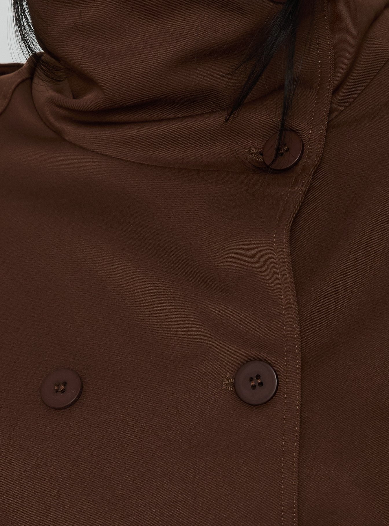 Blanc Cropped Trench Coat Chocolate