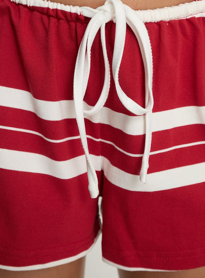 Aaren Drawstring Shorts Red Stripe