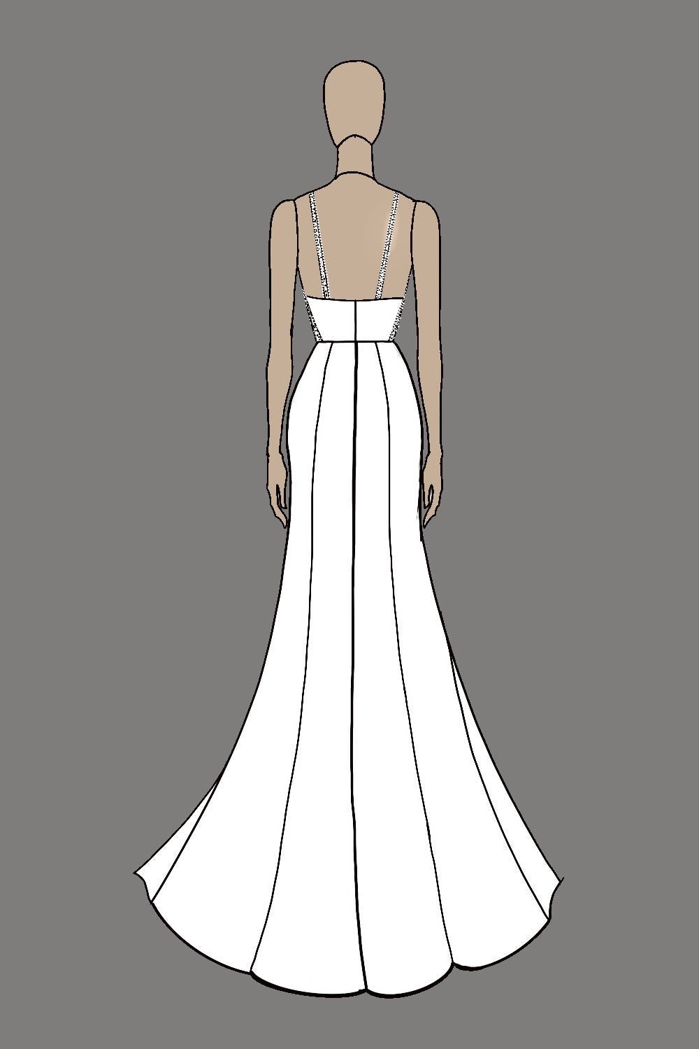 Simple Ivory Satin Sheath Wedding Dress with Slit