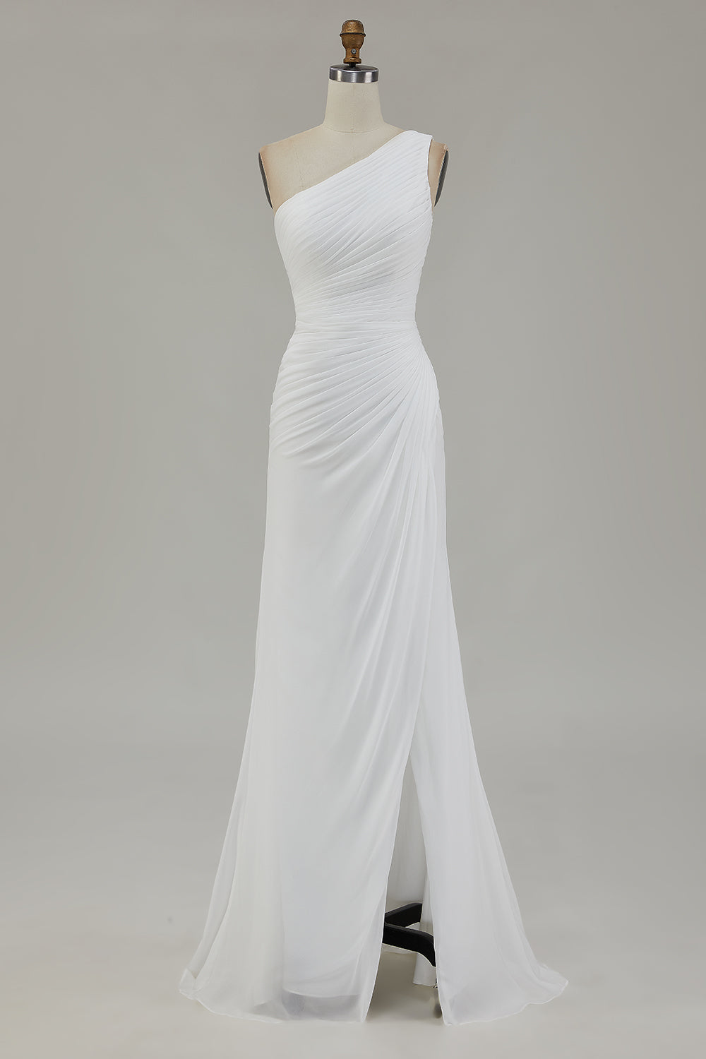 Sky Blue One Shoulder Beach Maxi Formal Dress with Slit