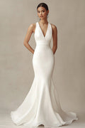 Ivory V-Neck Mermaid Maxi Rehearsal Dinner Dress