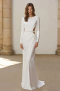Ivory Long Sleeves Mermaid Sweep Train Wedding Dress