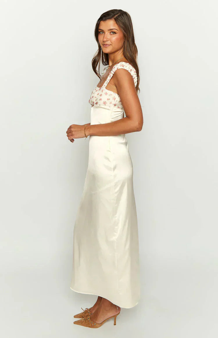 Yolandah Cream Chiffon Maxi Dress