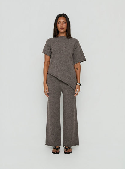 Calisse Knit Wide Leg Pants Mocha