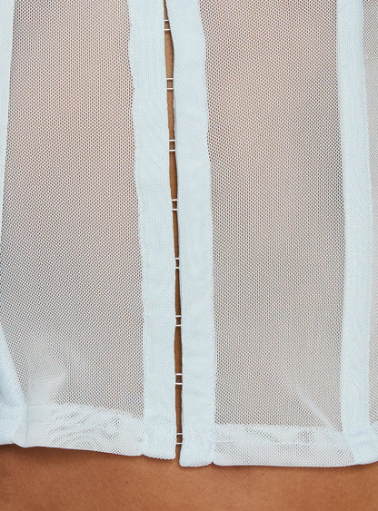 Anistasia Mesh Keyhole Corset Top Icy Blue