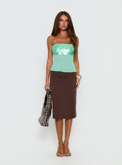 Cassadi Strapless Top Turquoise