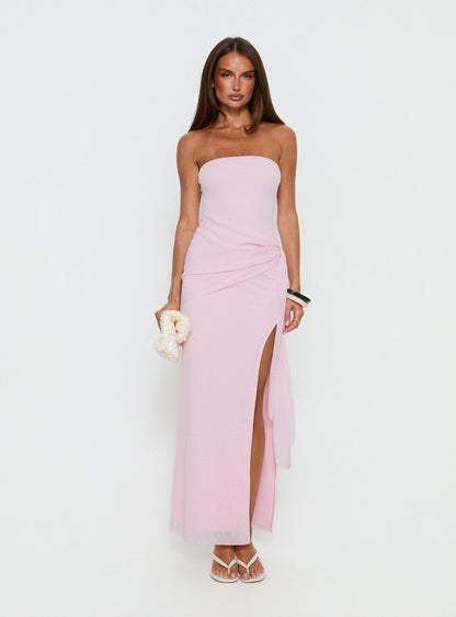 Analeah Strapless Maxi Dress Pink