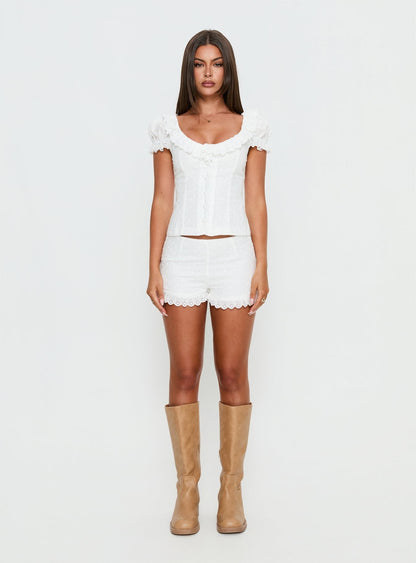 Caily Frill Shorts White